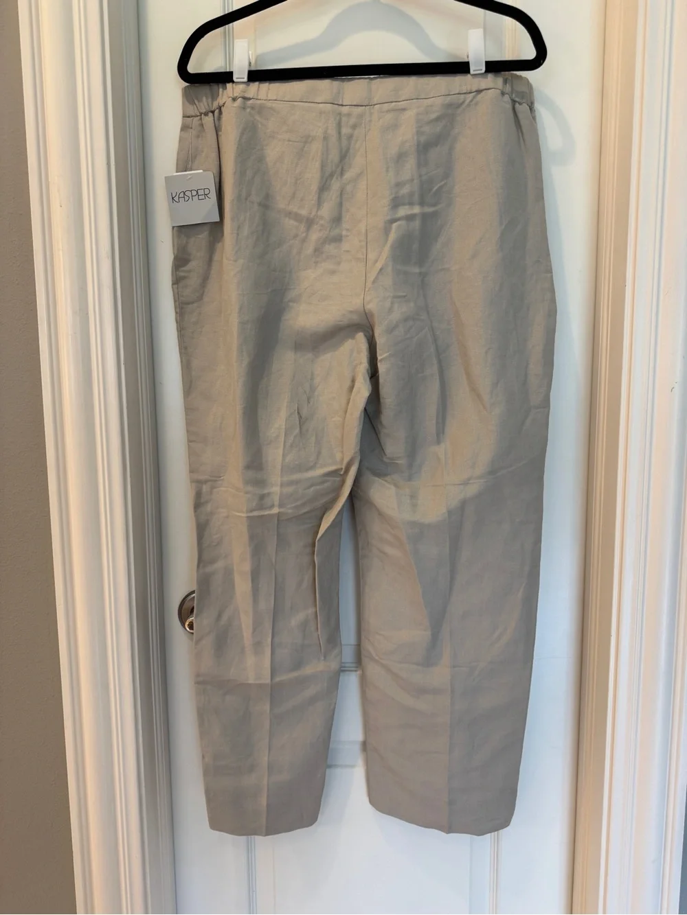 Kasper Light Taupe Straight-Leg Linen Trousers